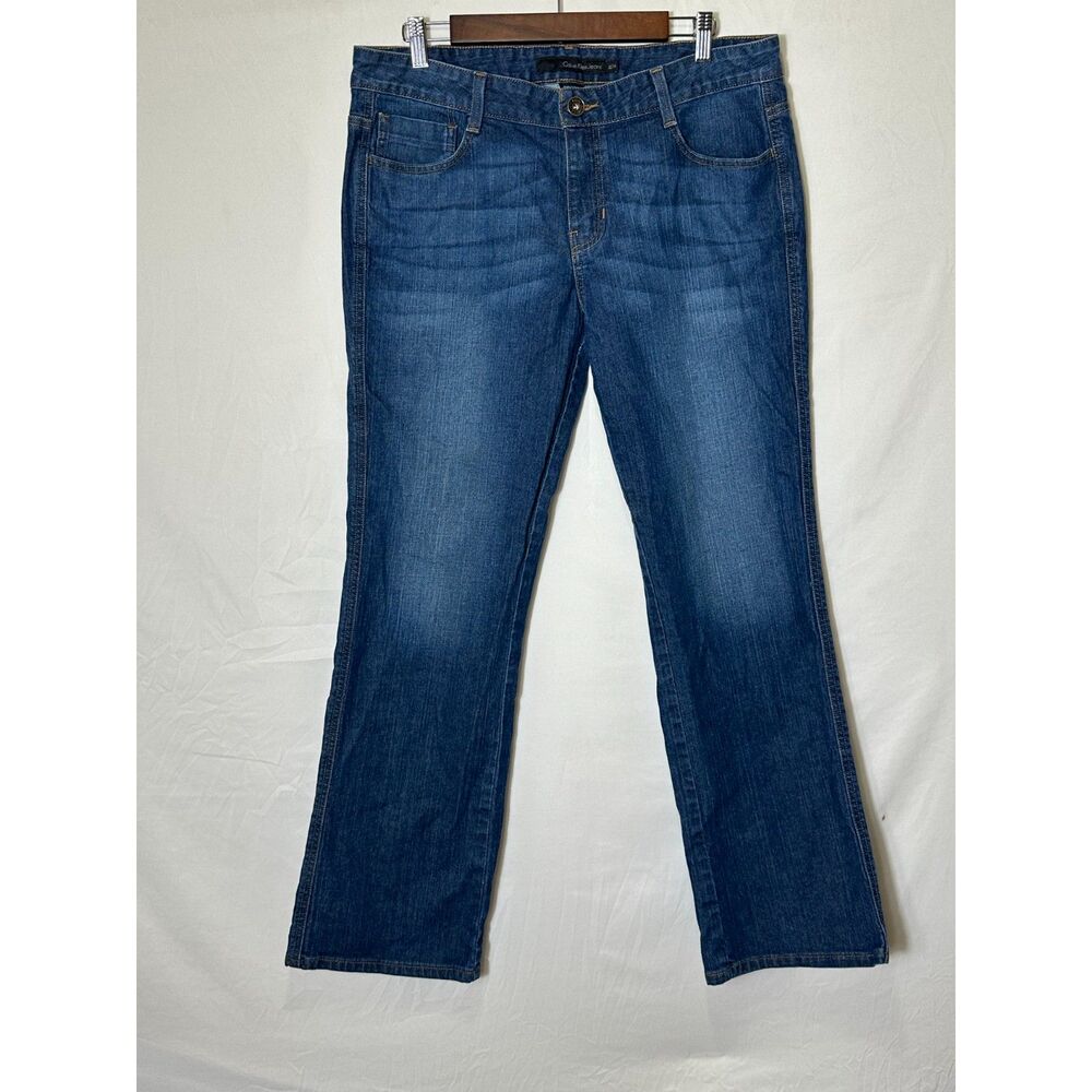 Calvin Klein Women's Lean Boot Cut Jeans Back Flap Pockets, Size 14 FLAWED